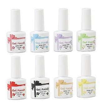 8 Colors Soak-Off Gel Polish, UV & LED Compatible, Nail Art for Home & Salon, 8ml Each