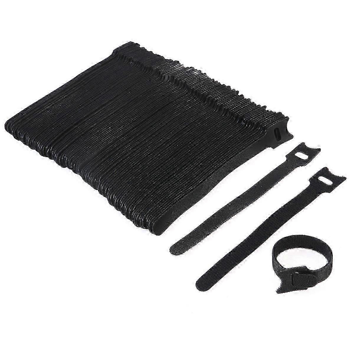 Reusable Hook and Loop Cable Ties for Fastening 100Pcs BlackA