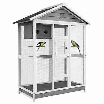Wooden birdcage with 4 perches, asphalt roof, waterproof, 112 x 68 x 154 cm
