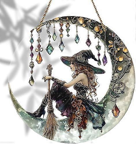Moonlight Witch Stained Glass Catcher