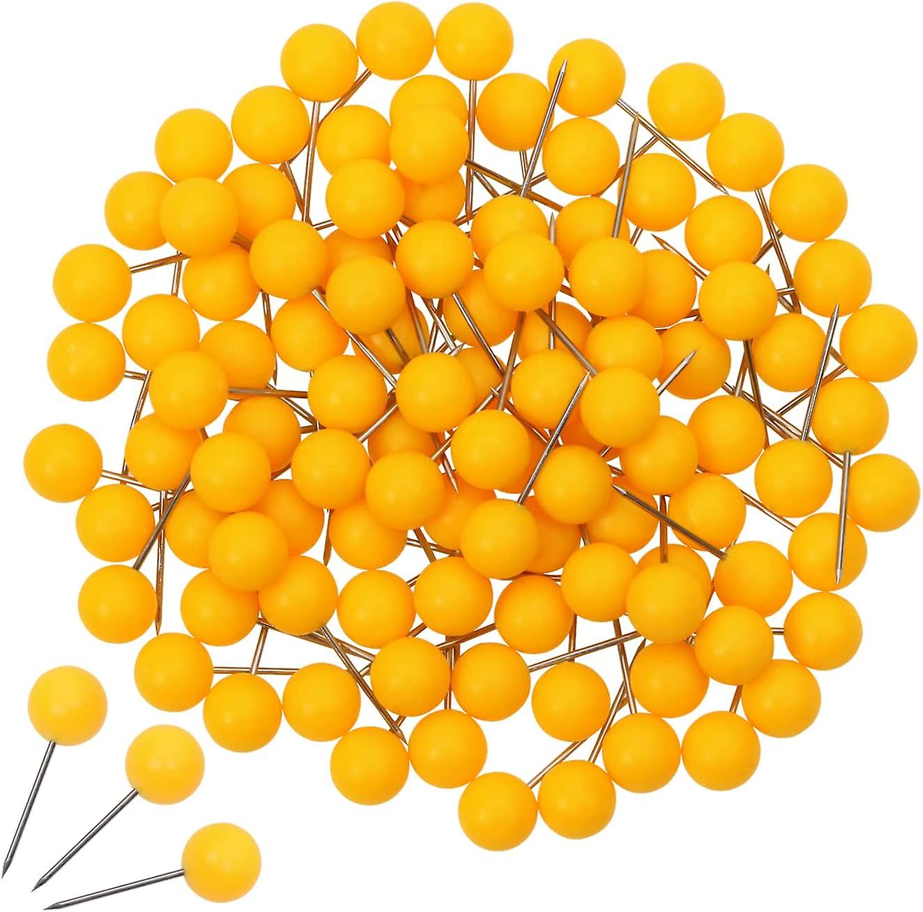 100PCS 1/4 Inch Small Round Head Map Tacks Pins for Home Office Bulletin Cork Board Use and DIY Craft Project (Orange)
