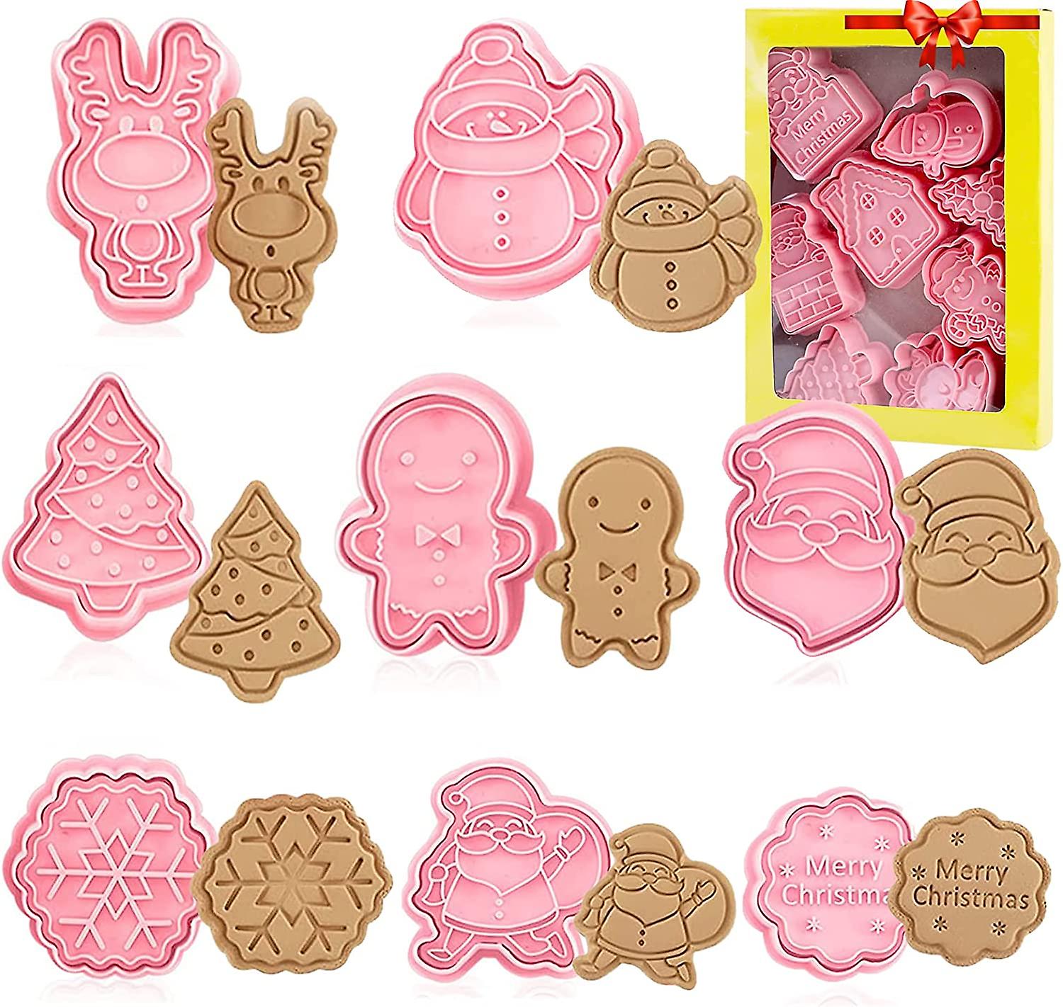 8 Pack Christmas Cookie Cutters Cookie Baking Formss