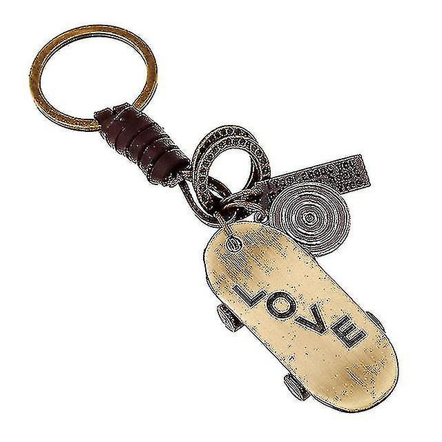 Vintage Love Pattern Leather Keychain For Kids