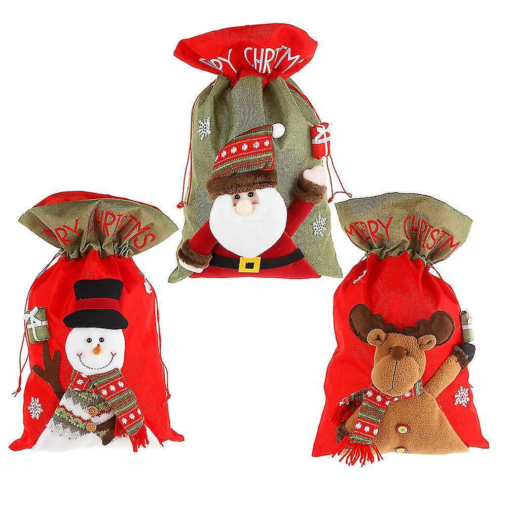 3pcs Christmas Sacks Drawstring  Bag