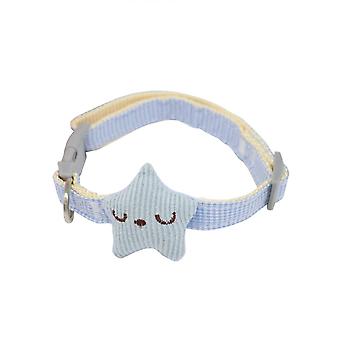 Breakaway Cat Collar Japanese Cat Collar Soft Adjustable Cotton & Leather Kitten Collars for Girl Boy Male Female Cats Kitten(Blue)