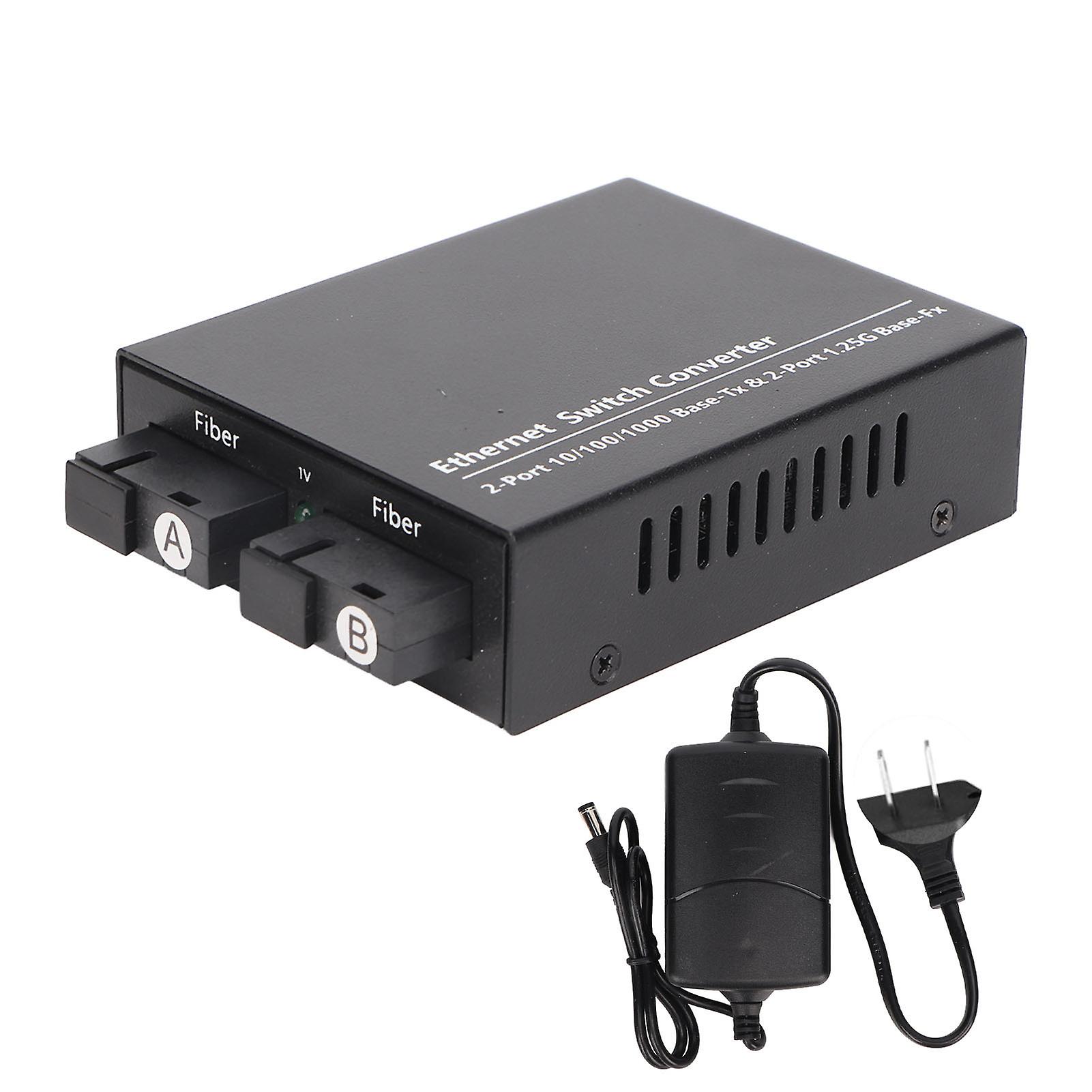 Ethernet Switch Converter Single Mode Fiber 1.25Gbps LED Indicator Fiber Ethernet Transceiver for Networking 100240V
