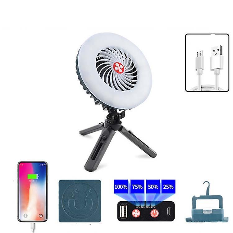 USB Rechargeable Fan Lamp, Style:Fan Light + Bracket