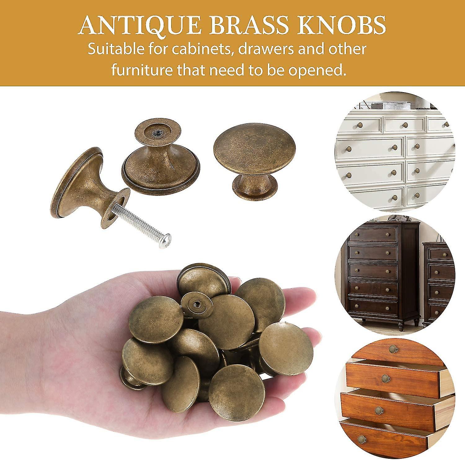 10 Pomelli Per Porte In Bronzo Antico - Maniglie Vintage Per Armadi E Cassetti, Con Vite - Foto 7