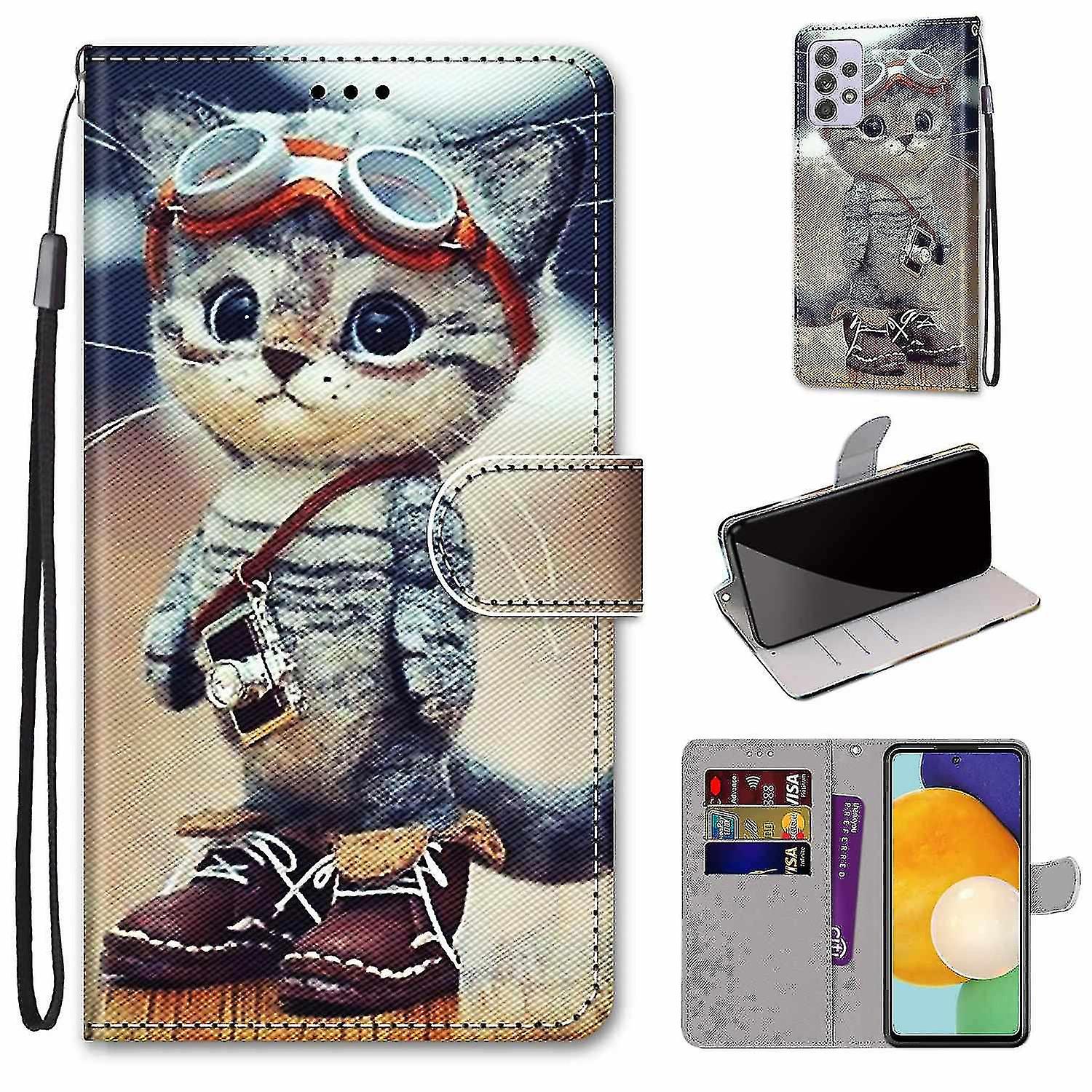 Custodia per Samsung Galaxy A33 5g Creative Pattern Tui Magnetic Card Holder Wallet - Gattino