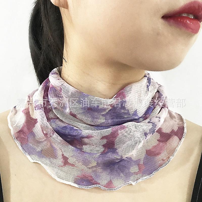 Fille Femmes faux col fausse cravate détachable demi tricoté maille soie écharpe pull écharpe cervicale Sup