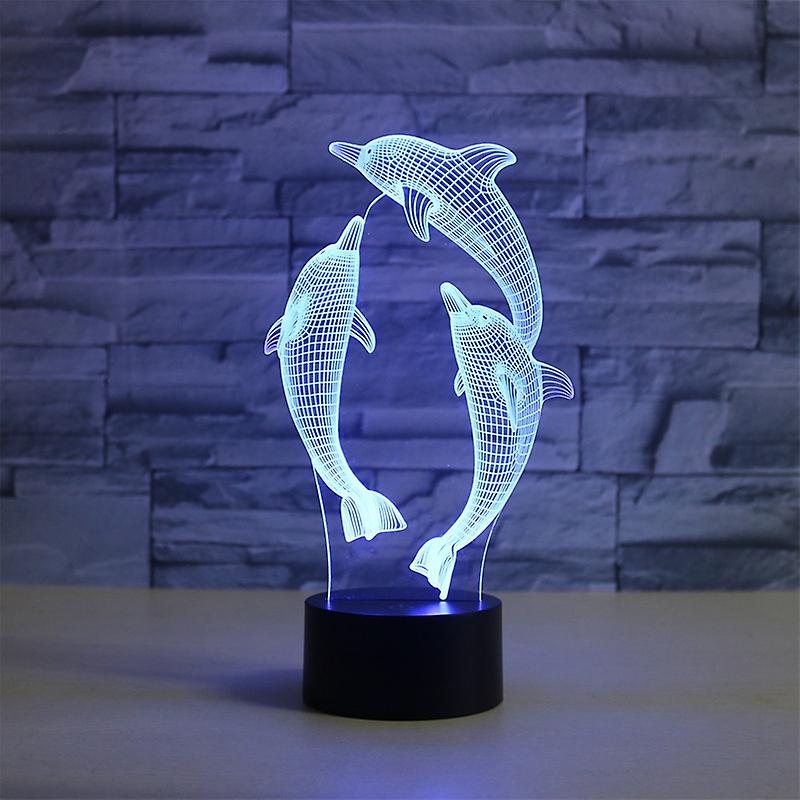 Three Dolphins Shape Table Lamp, USB Touch Version