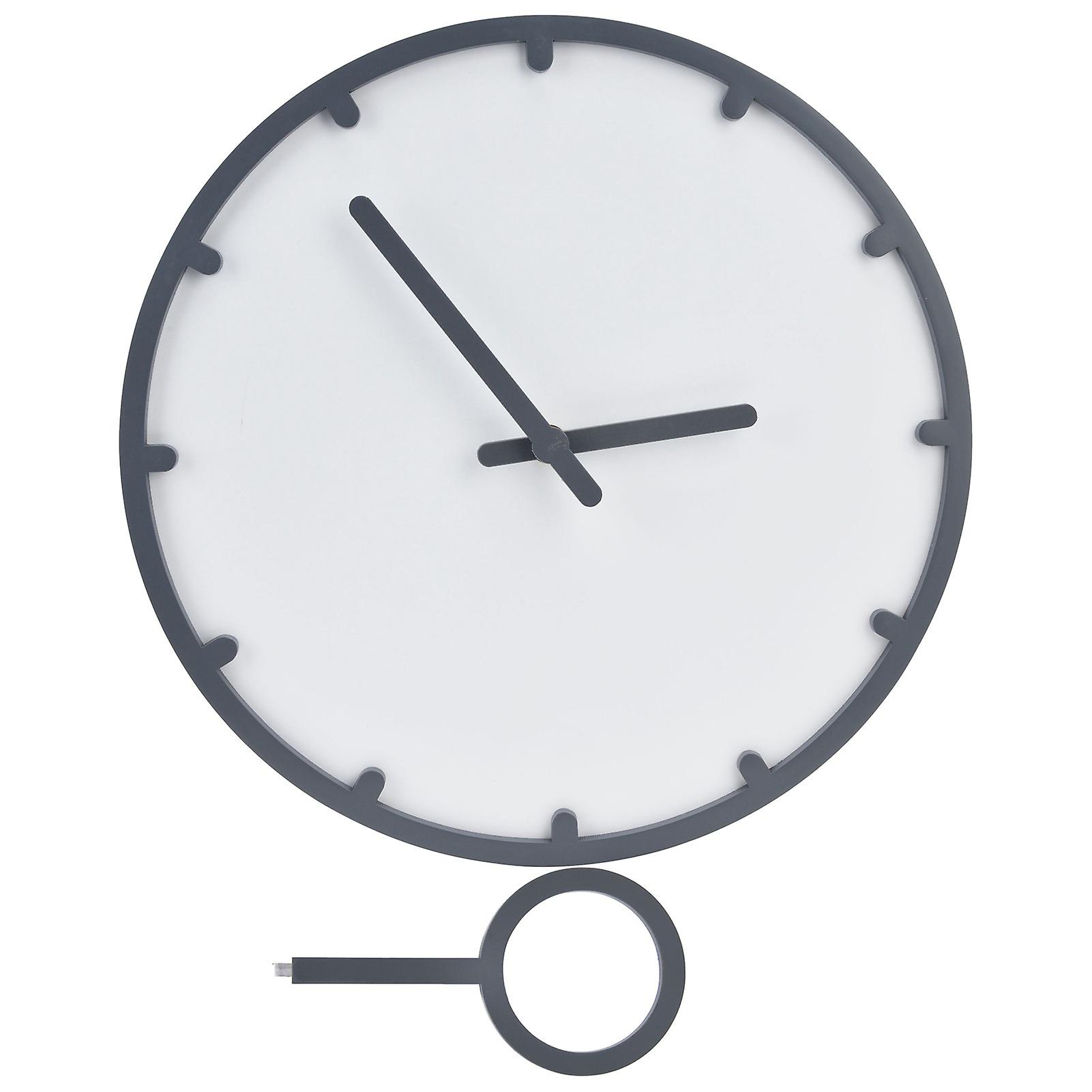 Gray Silent Round Wooden Wall Clock with Hook for Any Space