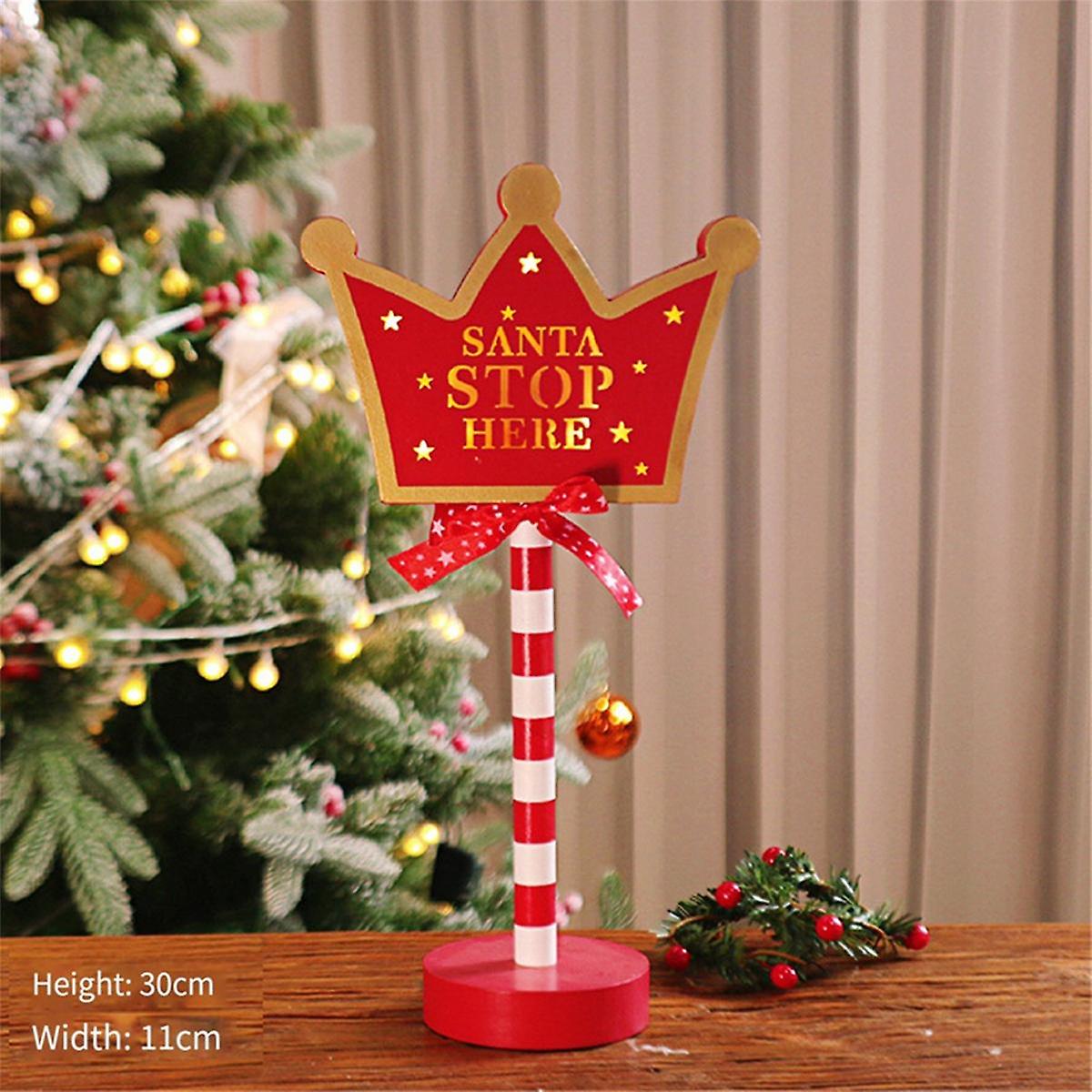 Christmas LED Light Vertical Signs with LED Light for Christmas Lamp Desk Sign Stop Ornament Christ