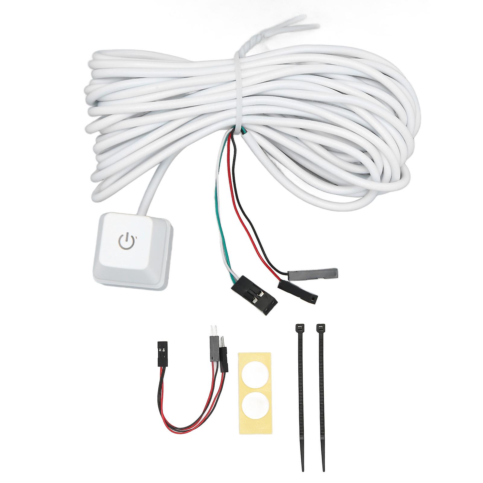 PC Power Switch White Mechanical Key Blue Switch Backlit Plug and Play PC Power Button for Desktop Office Gaming