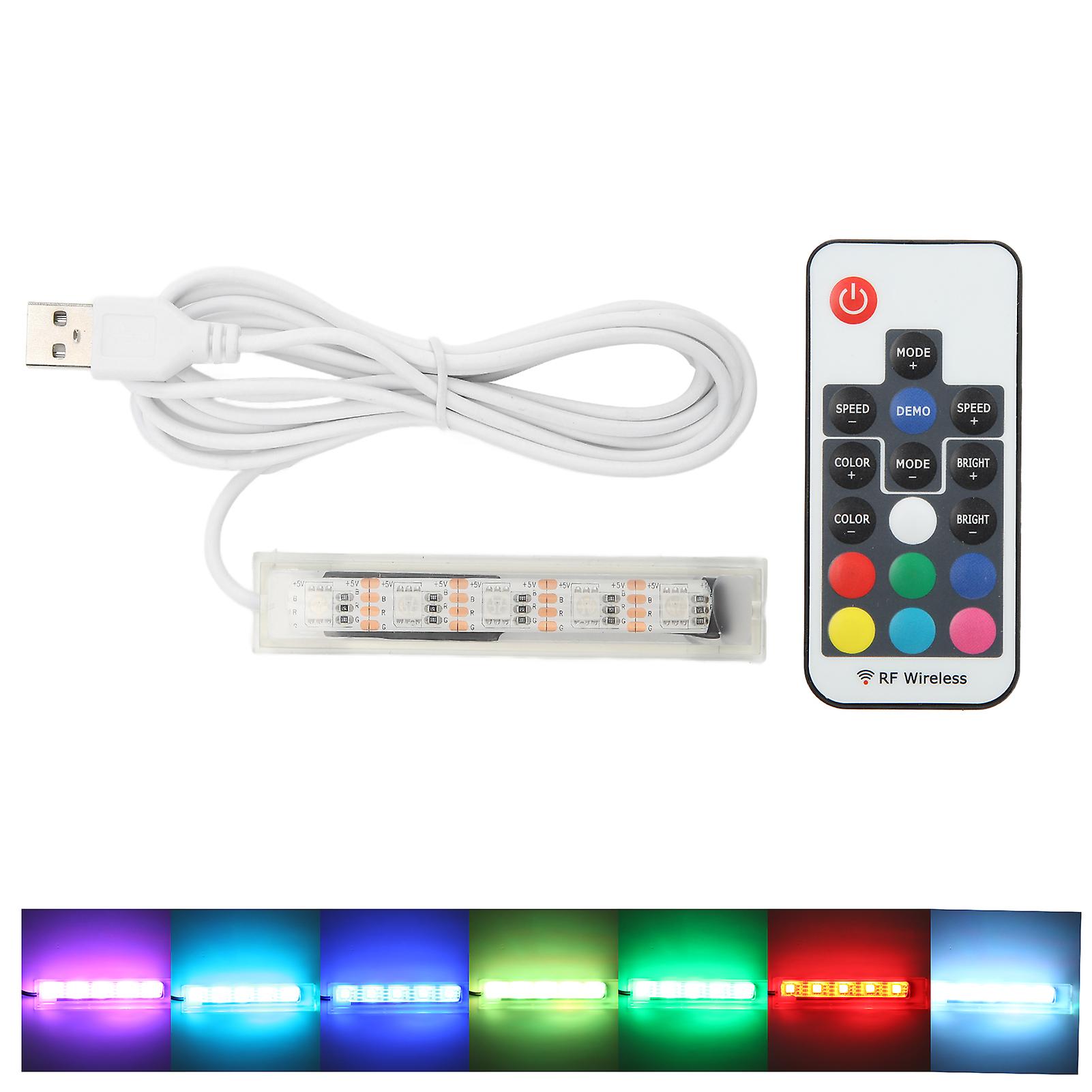 USB Powered Micro Aquarium Light with Remote Control, Colorful LED Fish Tank Lamp for Landscape Lighting with White Wire