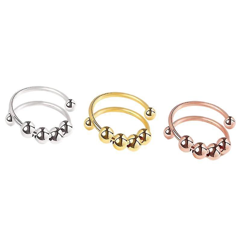 Adjustable Anti-stress Rings With Rotatable Beads 3-pack