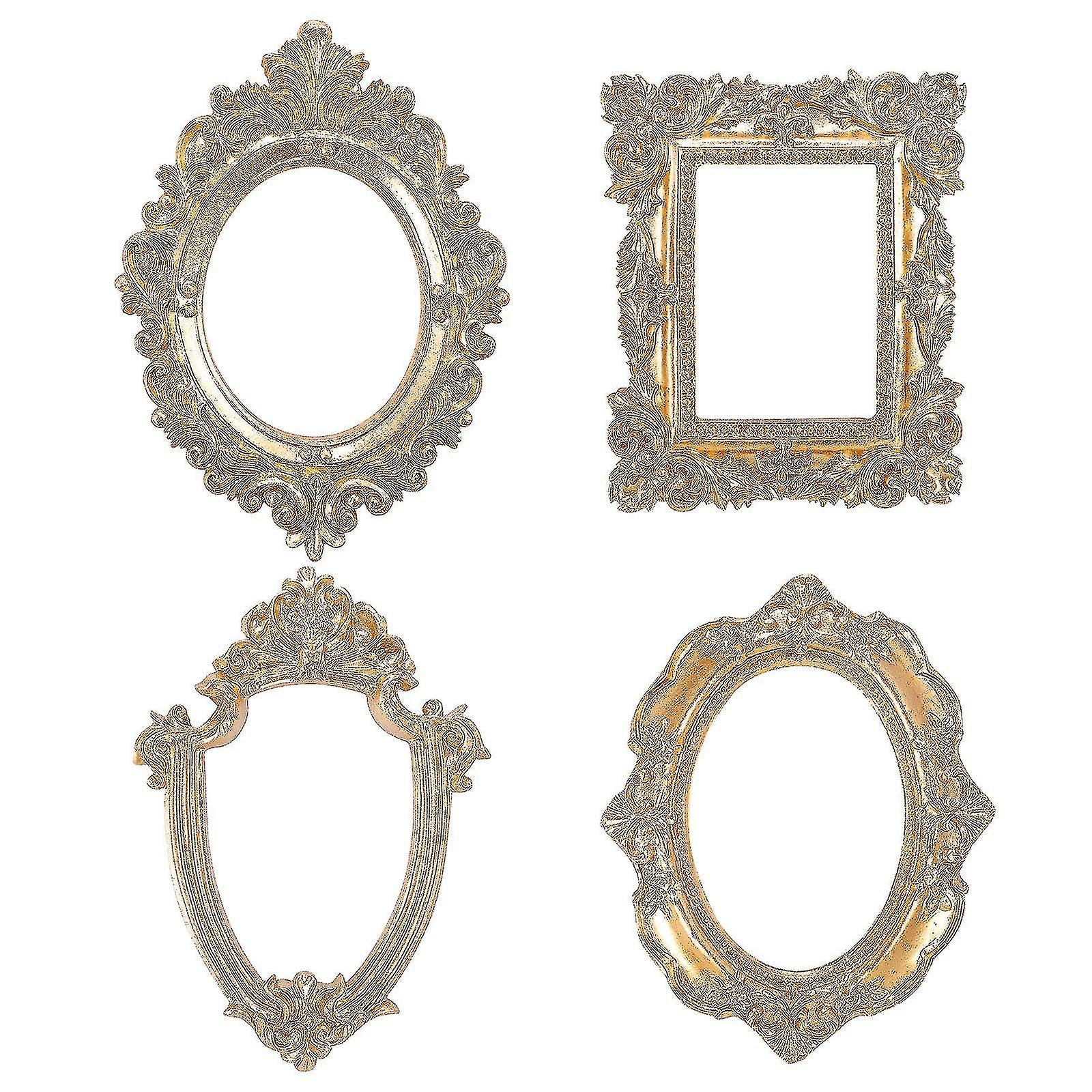 4 Pcs Vintage Picture Frame Antique Photo Frame Wall Hanging Photo Frame Table Top Display Christma-YUHAO