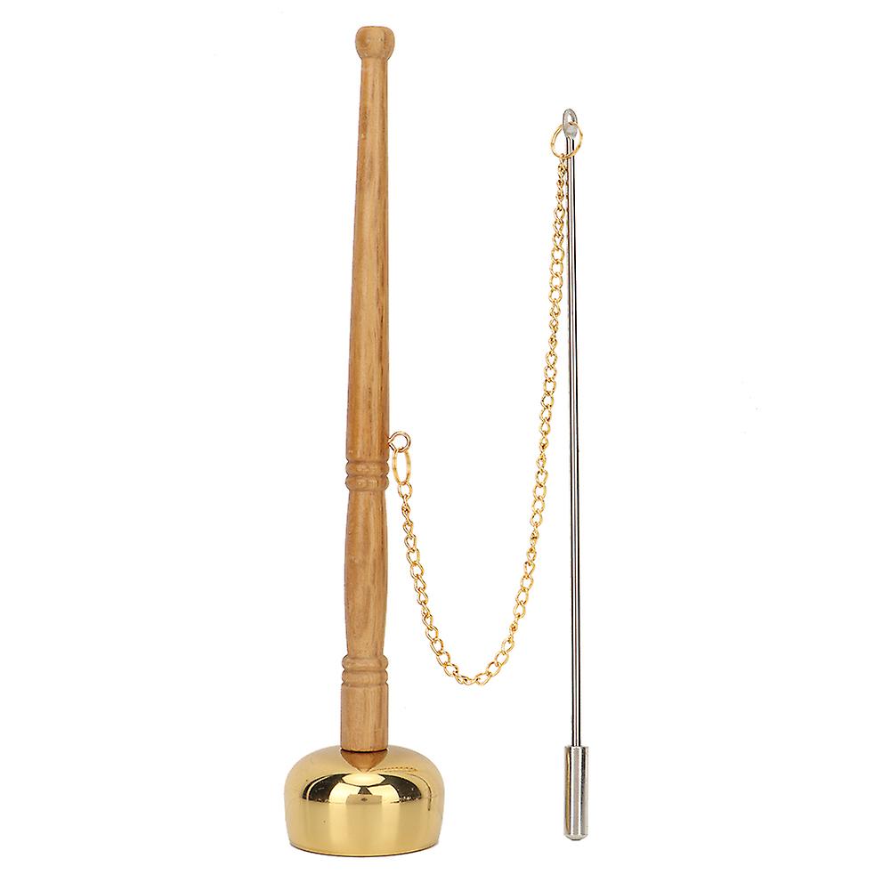 Brass hand bell with wooden handle and instrument for chanting Buddhist scriptures