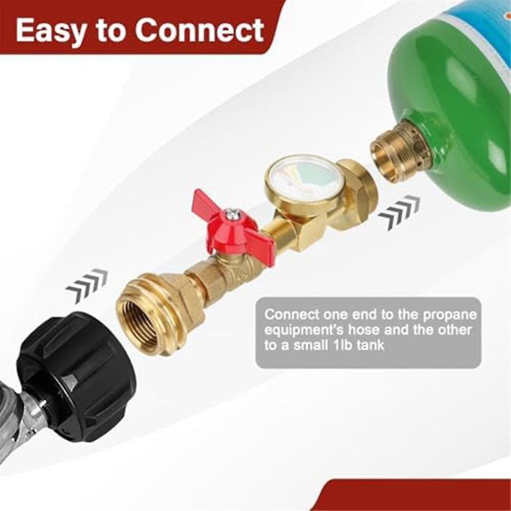 1 Lb Propane Gas Disposal Cylinder Adapter Valve - 1/4" NPT Male To 1"-20 Female, Brass Connector For Grill, Fire Pit, Camping 4 thumbnail image