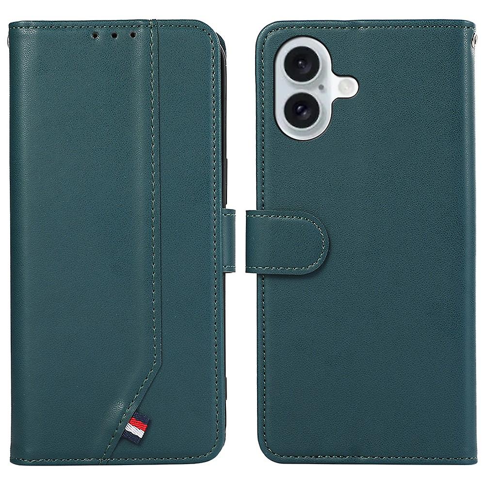 For iPhone 16 Plus Case RFID Blocking Flip Leather Phone Cover - Green