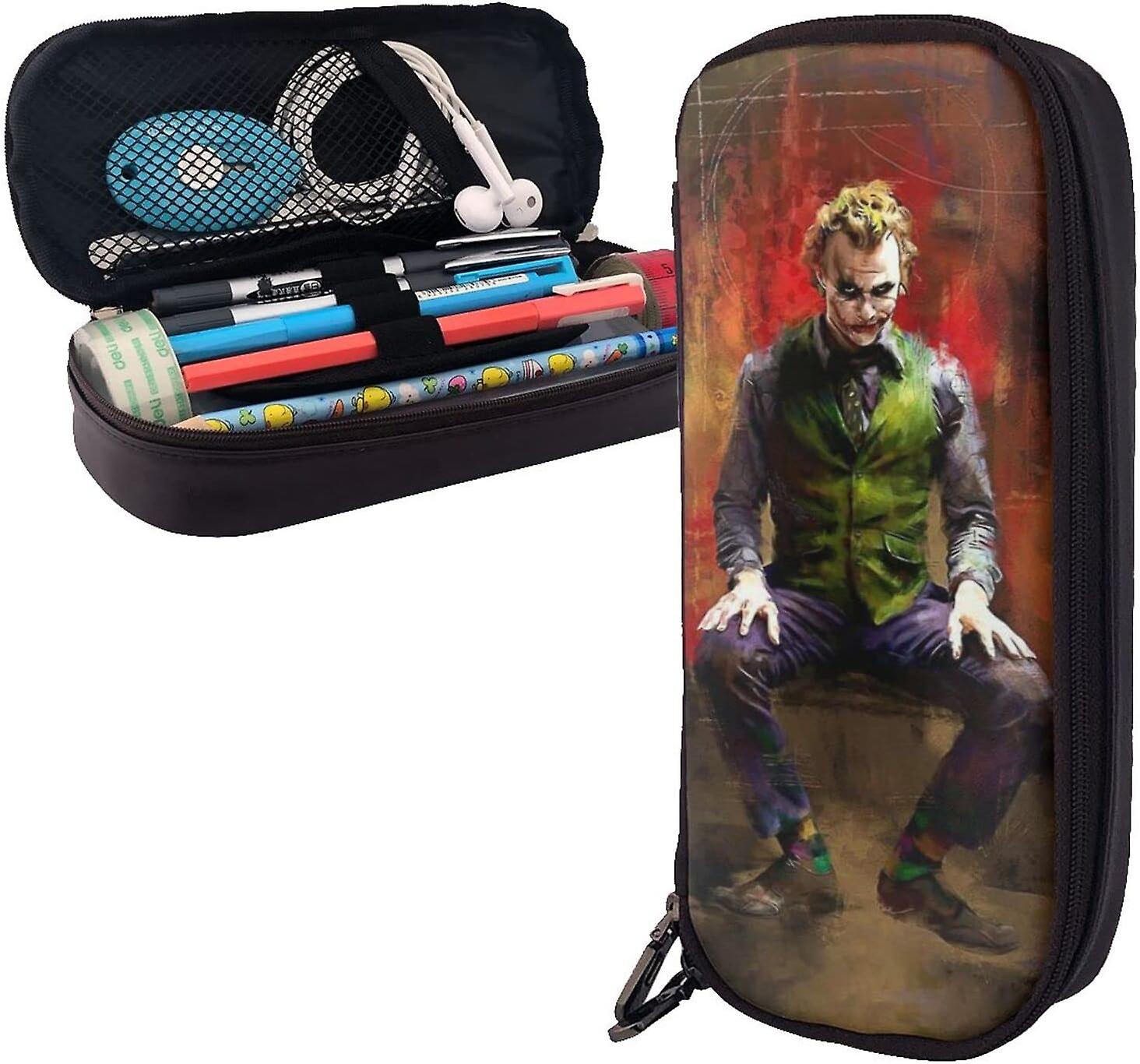 Heath Ledger Leather Pencil case with Compartments Large Storage Pouch Stationery Bag for Office College41914