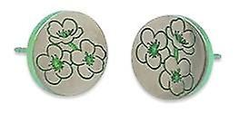 Ti2 Titanium Cherry Blossom Stud Earrings - Green