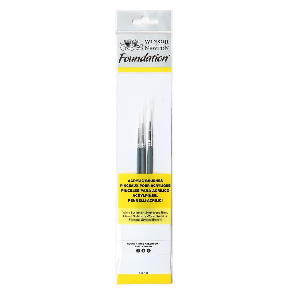 Winsor & Newton Foundation Acrylic Brushes Pack of 3, Round 1, 3, 5