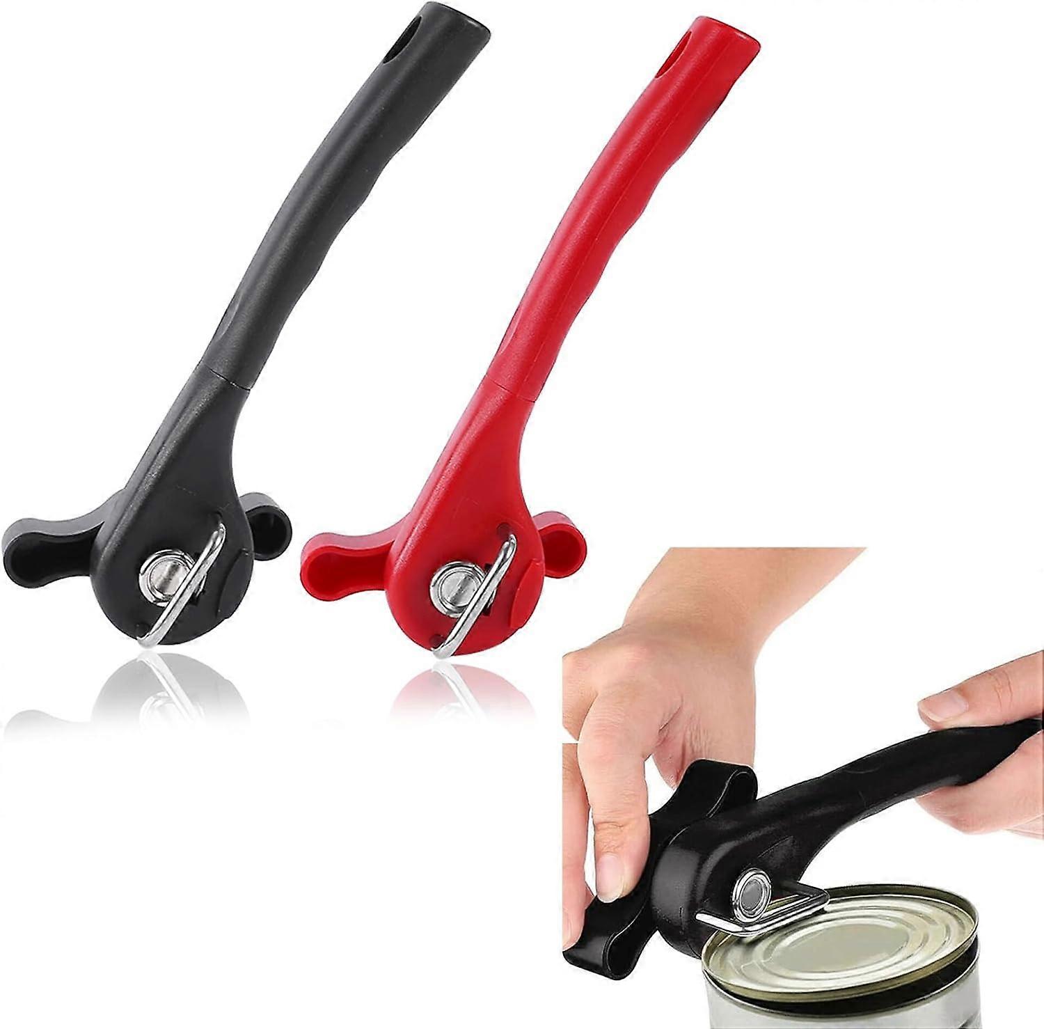 Pack of 2 Manual Can Openers, Can Openers Without Sharp Edges, Can Opener with Non-Slip Handle, Safety Can Opener for All Types of Food in Cans  Gro