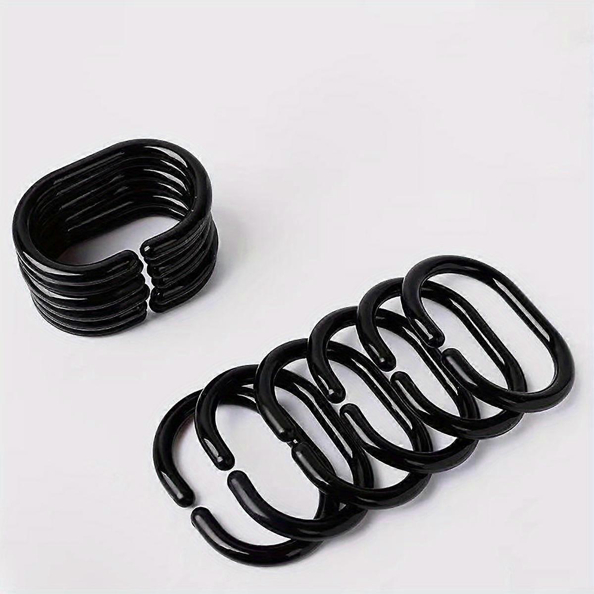 12pcs環境に優しいC型シャワーカーテンフック - バスルームアクセサリー用の丈夫で耐久性のあるプラスチックリング