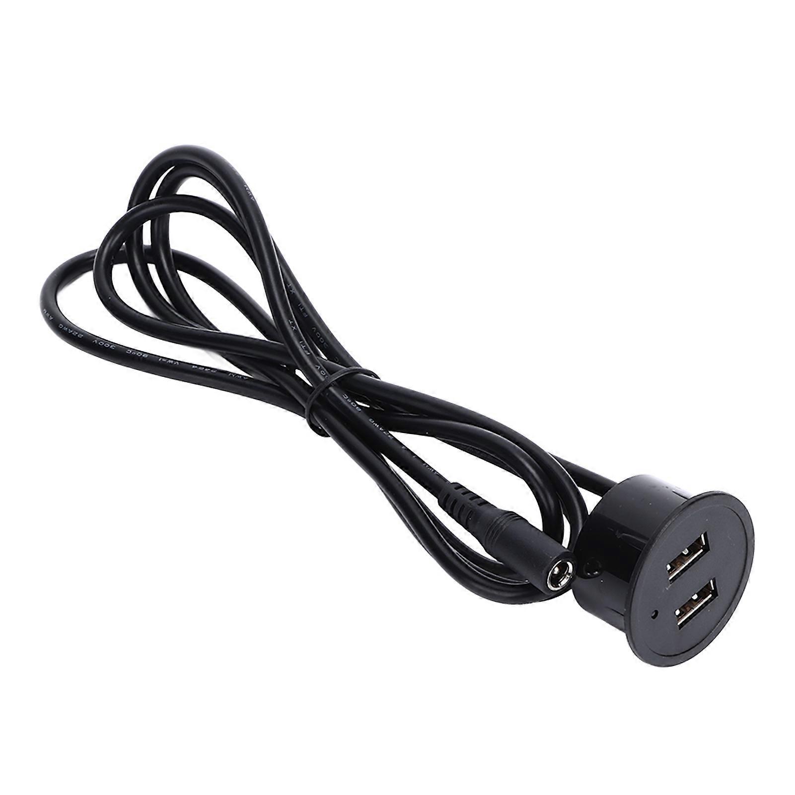 2 USB Charging Socket with 1.5m Cable Embedded Installation 5V 1A Multipurpose for Mobile Phone Cameras TabletDC5521 Output