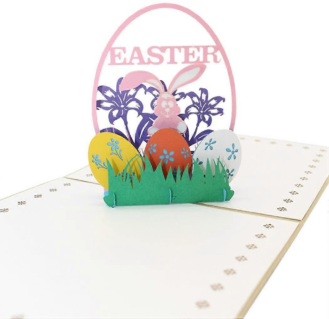 Easter Greeting Cards Set, Creative Popup Gift Card Empty 3D Rabbit Holiday Card and Egg Popup Card for Adult Kids 1pcs