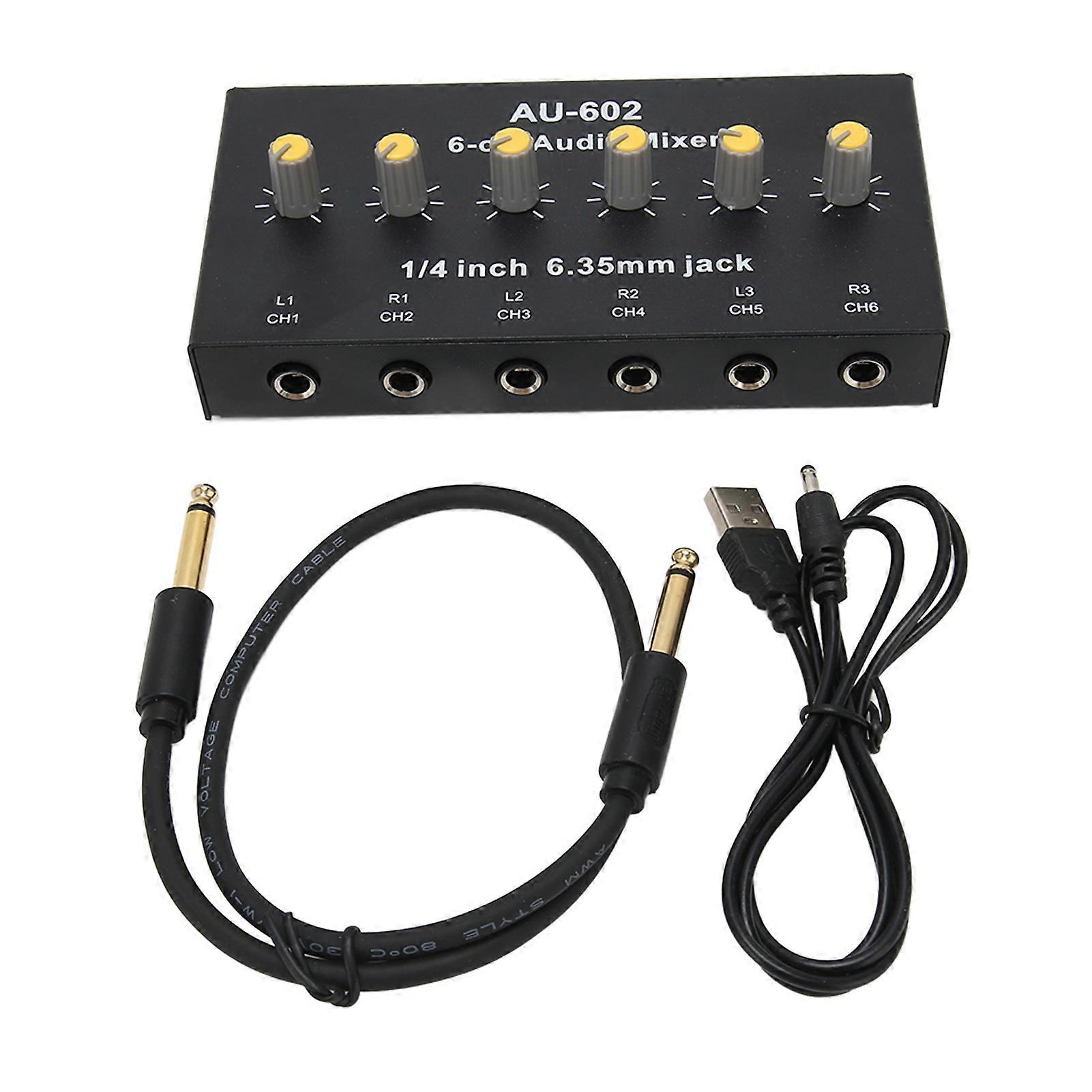 Mini Sound Mixer 6 Mono Channel 3 Stereo Channel Low Noise 6.5mm Input Output Line Mixer for Mic Guitar Keyboard