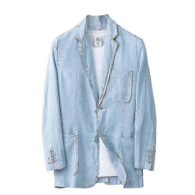 Men's Linen Blazer Jacket Coat Two Button