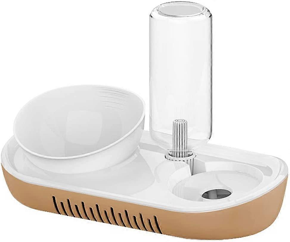 Katzennäpfe - 2er-Pack Wasser- und Futternapf Automatischer Wasserspender mit Futternapf Katzenfutternapf mit erhöhtem Ständer (Braun)