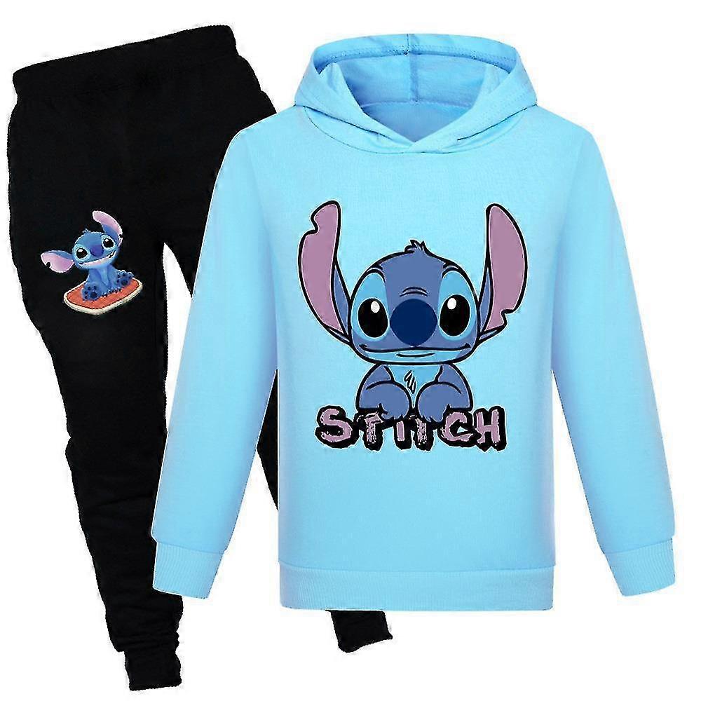 Lilo & Stitch Printing Kids Pullover Hoodie And Sweatpants 2 Piece Outfits Jogging Tracksuit Sweatshirt Set For Boys Girls