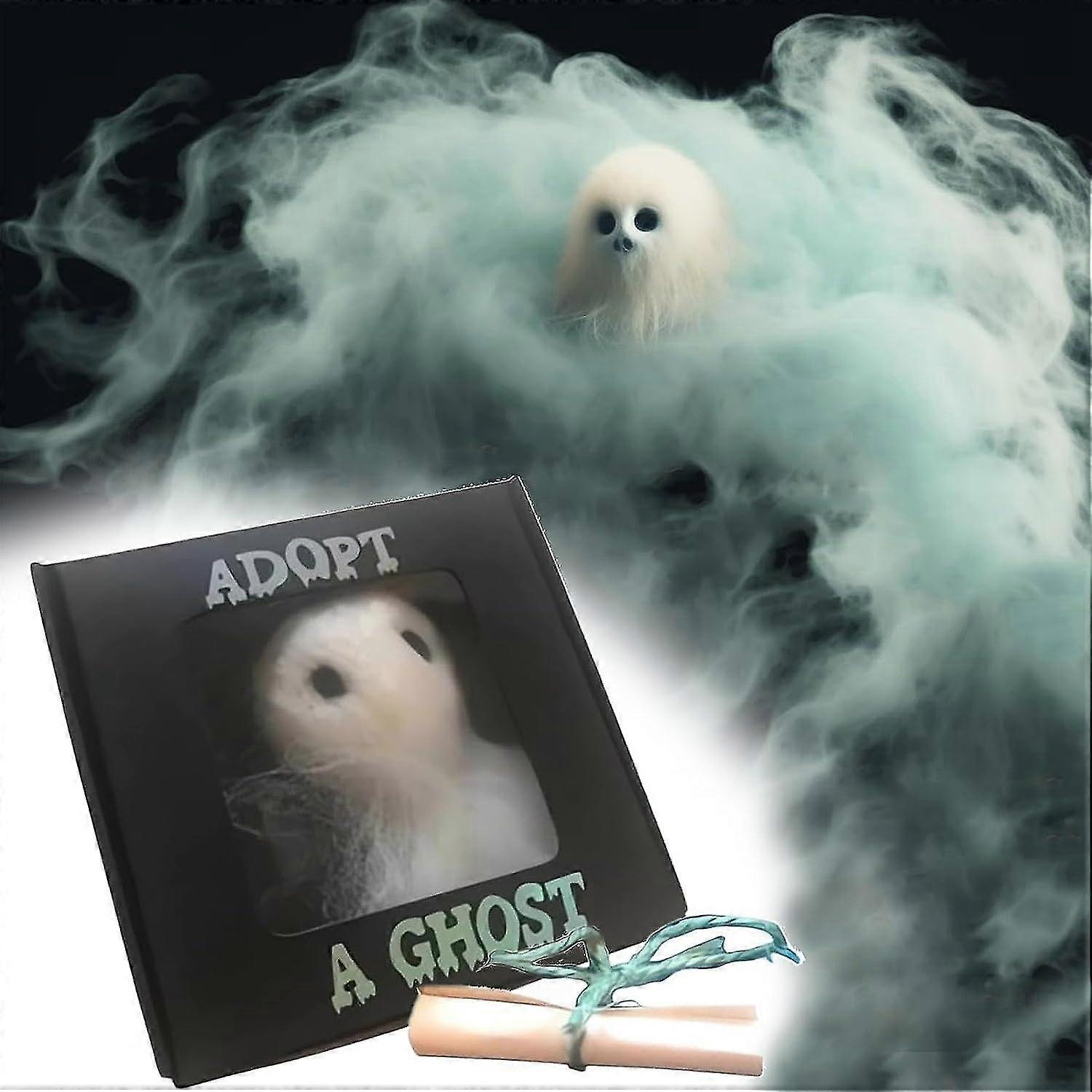 Adopt A Ghost Halloween Ghost Adopt A Ghost In A Box,super Cute Little Pocket Ghost With A Tiny Scroll, Mini White Wool Felt Ghost Funny Gift For Frie