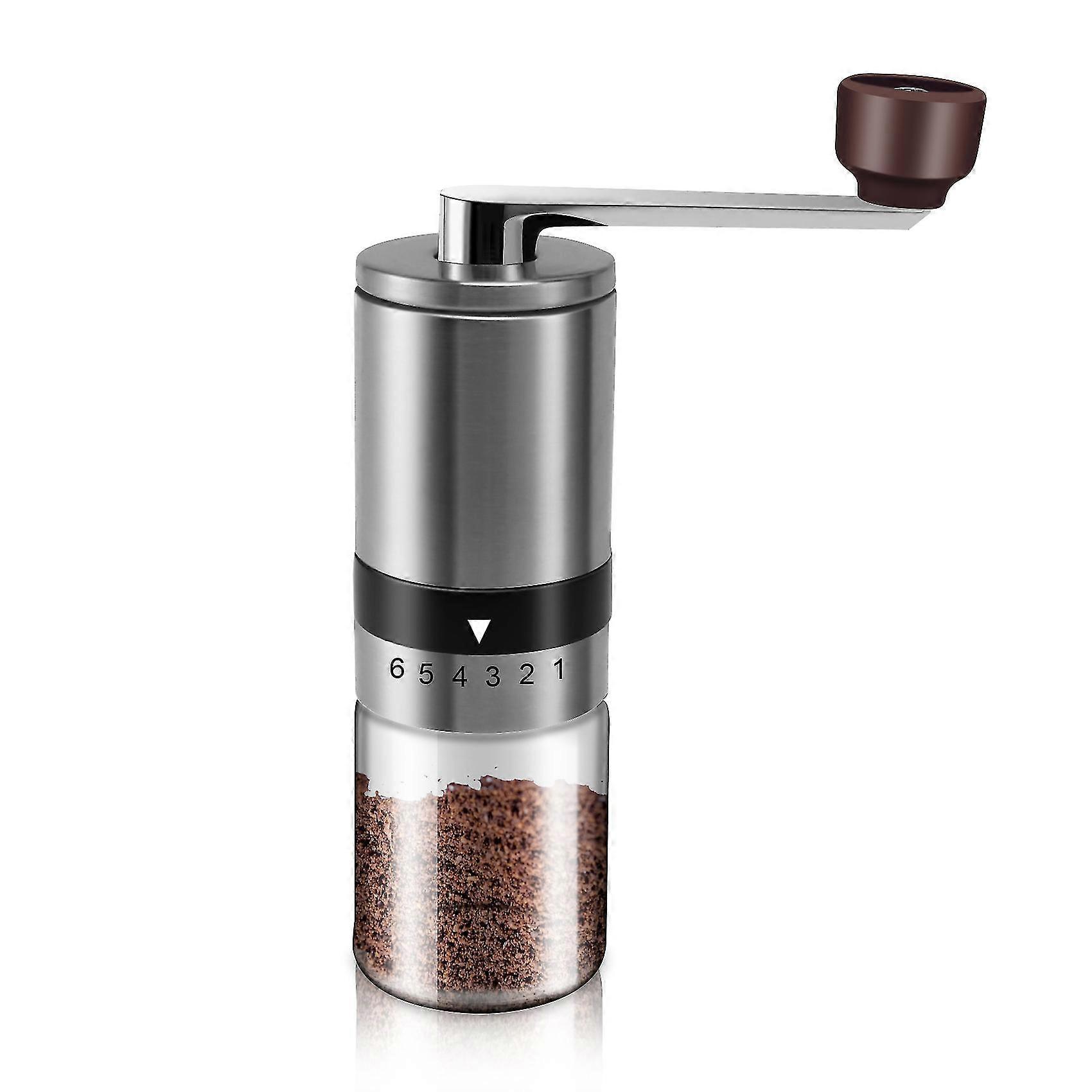 Manual Coffee Grinder - Hand Coffee Mill with Ceramic Burrs 6 Adjustable Settings - Portable Hand C