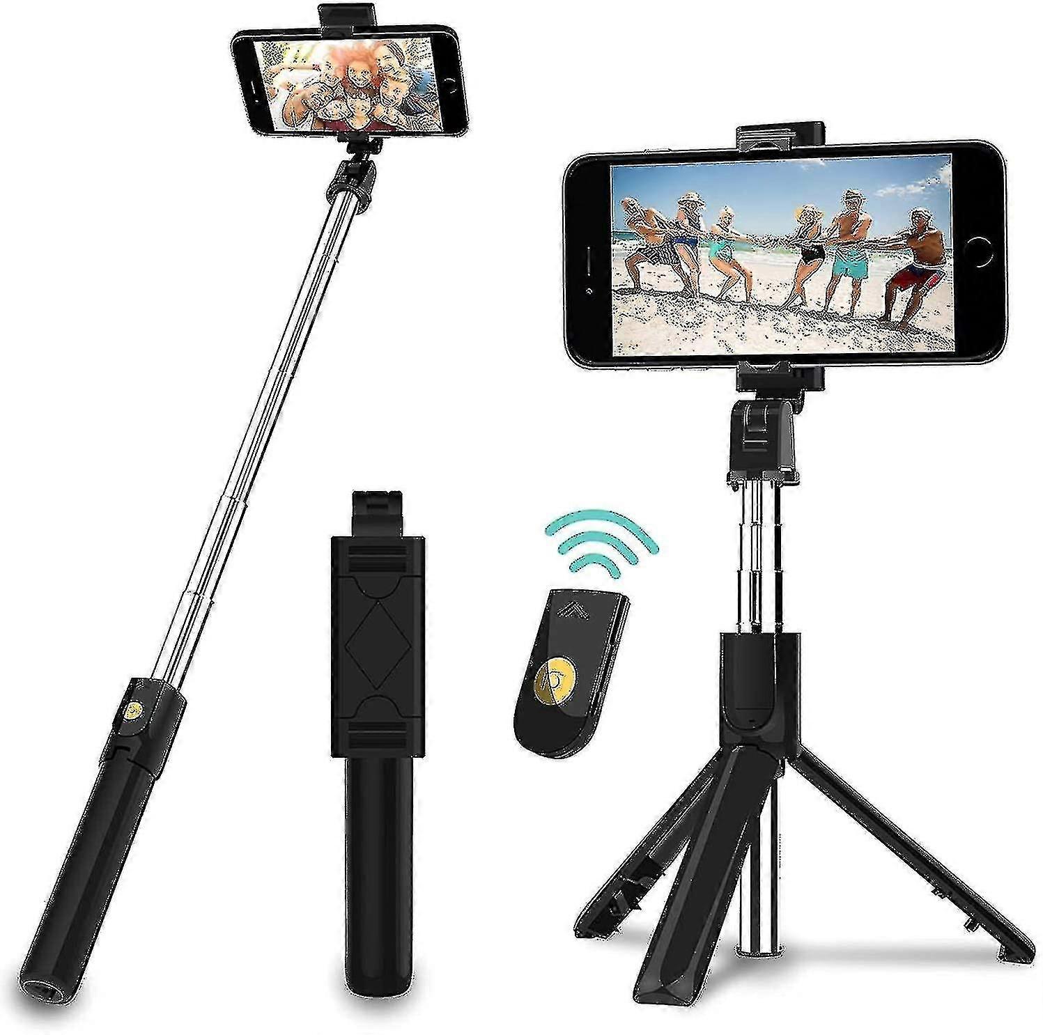 Selfie Stick Tripod Bluetooth, Lightweight Travel Tripod With Remote, Extendable Selfie Stick 3 In 1, Mini Compact Phone Tripod,compatible With12 Pro