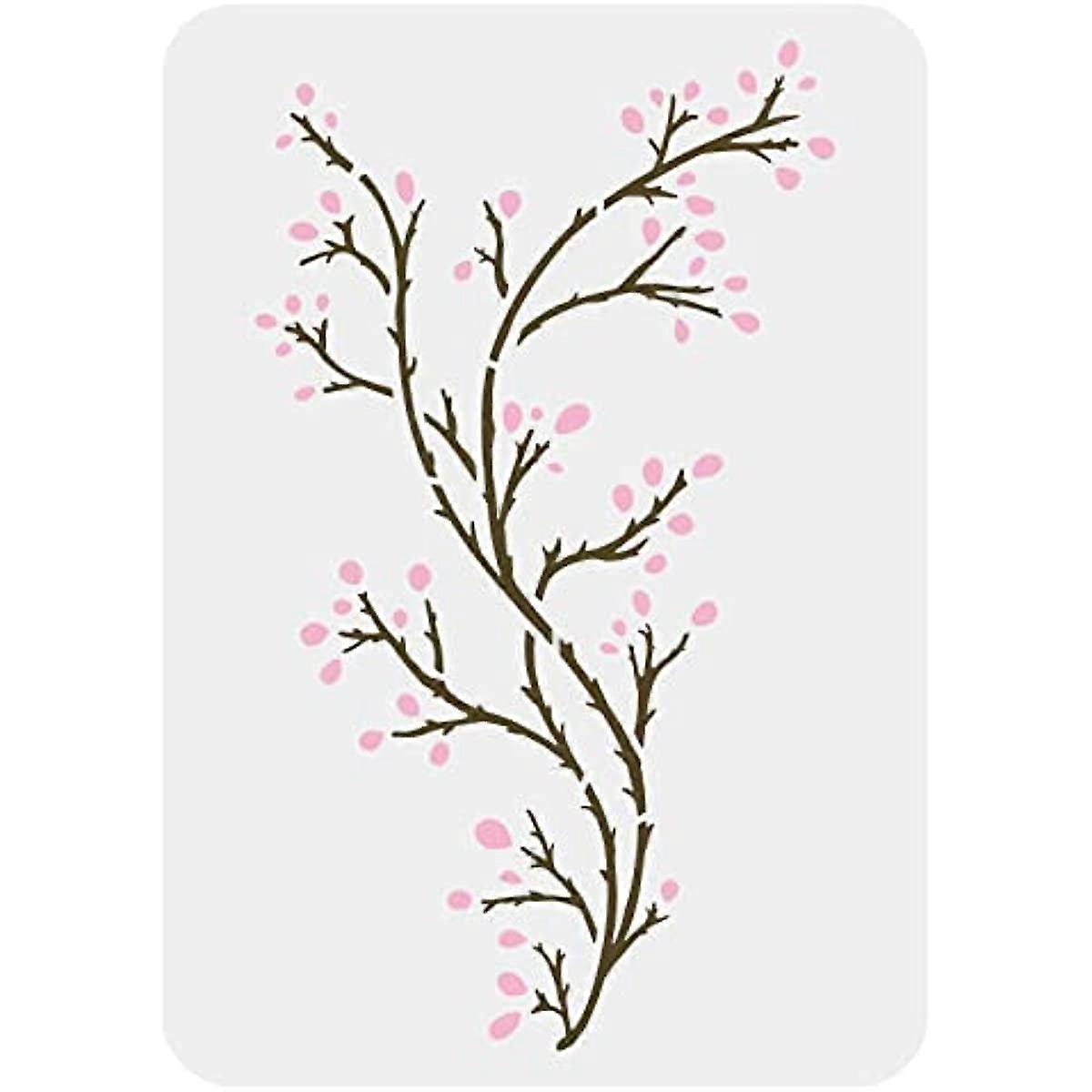 1pc Branch Painting Stencils Large Bare Branches Budding Flower Drawing Stencil Plastic PET Tree Branch Stencil DIY Art Crafts