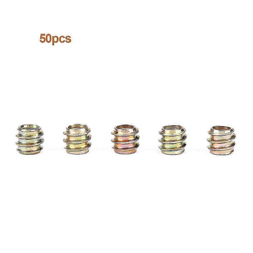 50-PackM6*12IronThreadedInsertNutswithInnerandOuterTeethforFurniture