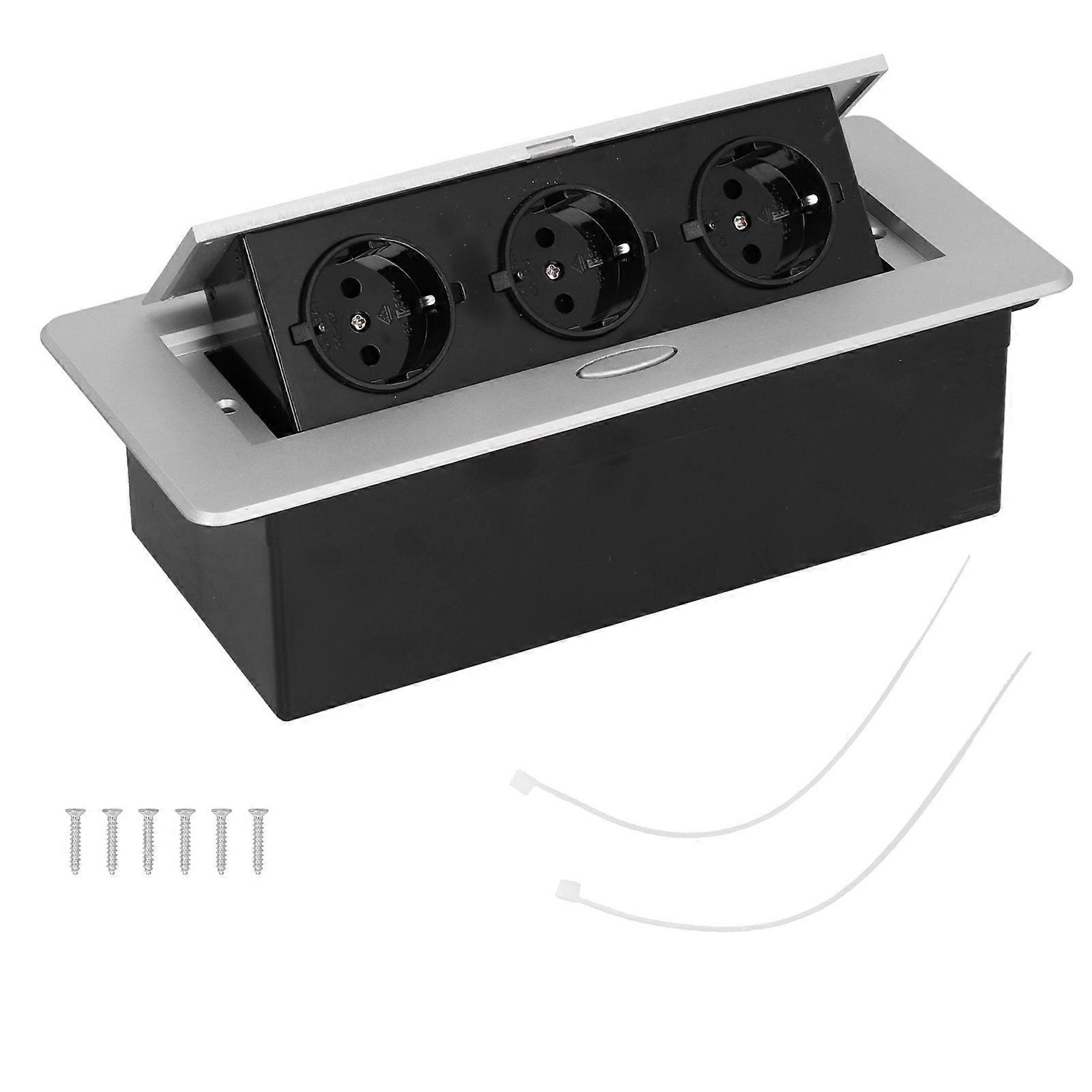 Desktop Socket Embedded Power Outlet 3 Position Charging Socket for Office Building Residential 250V
