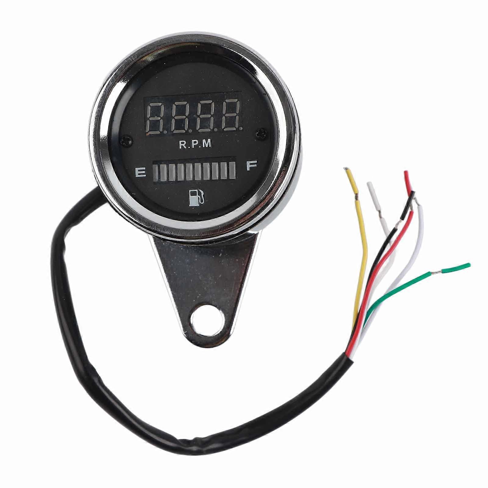 Motorcycle Digital Tachometer Tacho Speedometer Gauge 2 Airguide Cylinder Modified Instrument