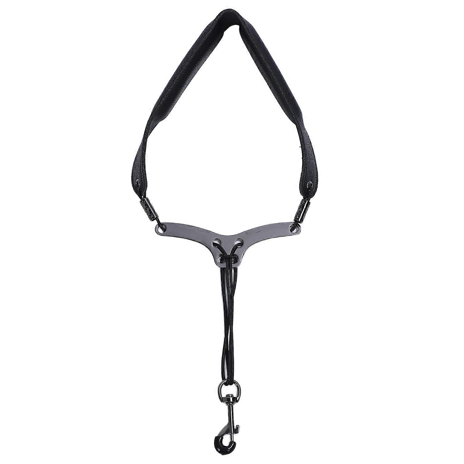 Saxophone Neck Strap for Alto Tenor Sax Breathable Adjustable Instrument Accessories with Metal Hook Black