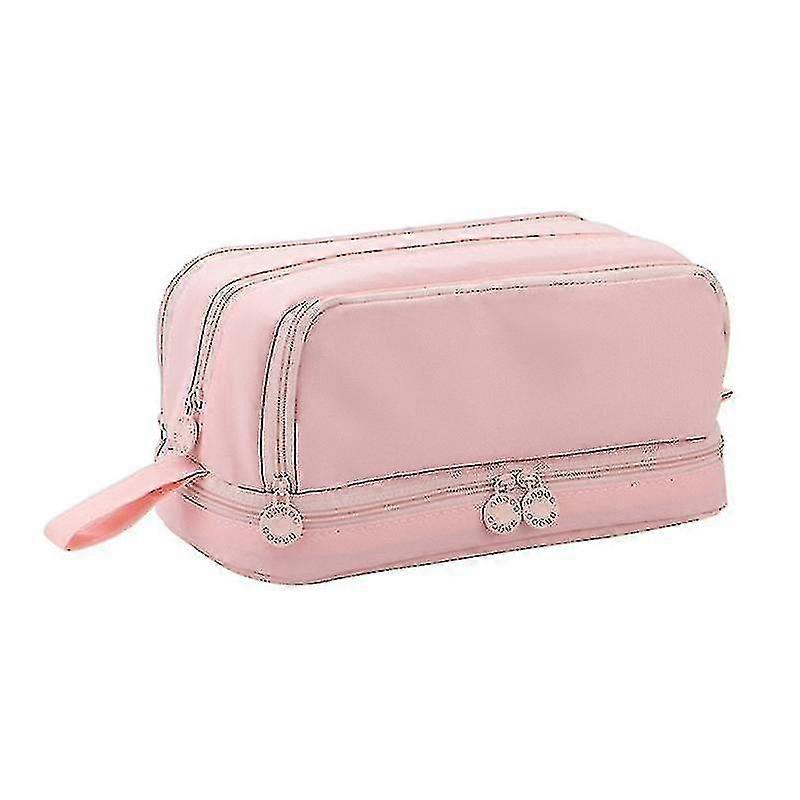 4 Partitions Pencil Bag Pen Case Dual Side Open Easy Handle Storage Pouch For Stationery School St