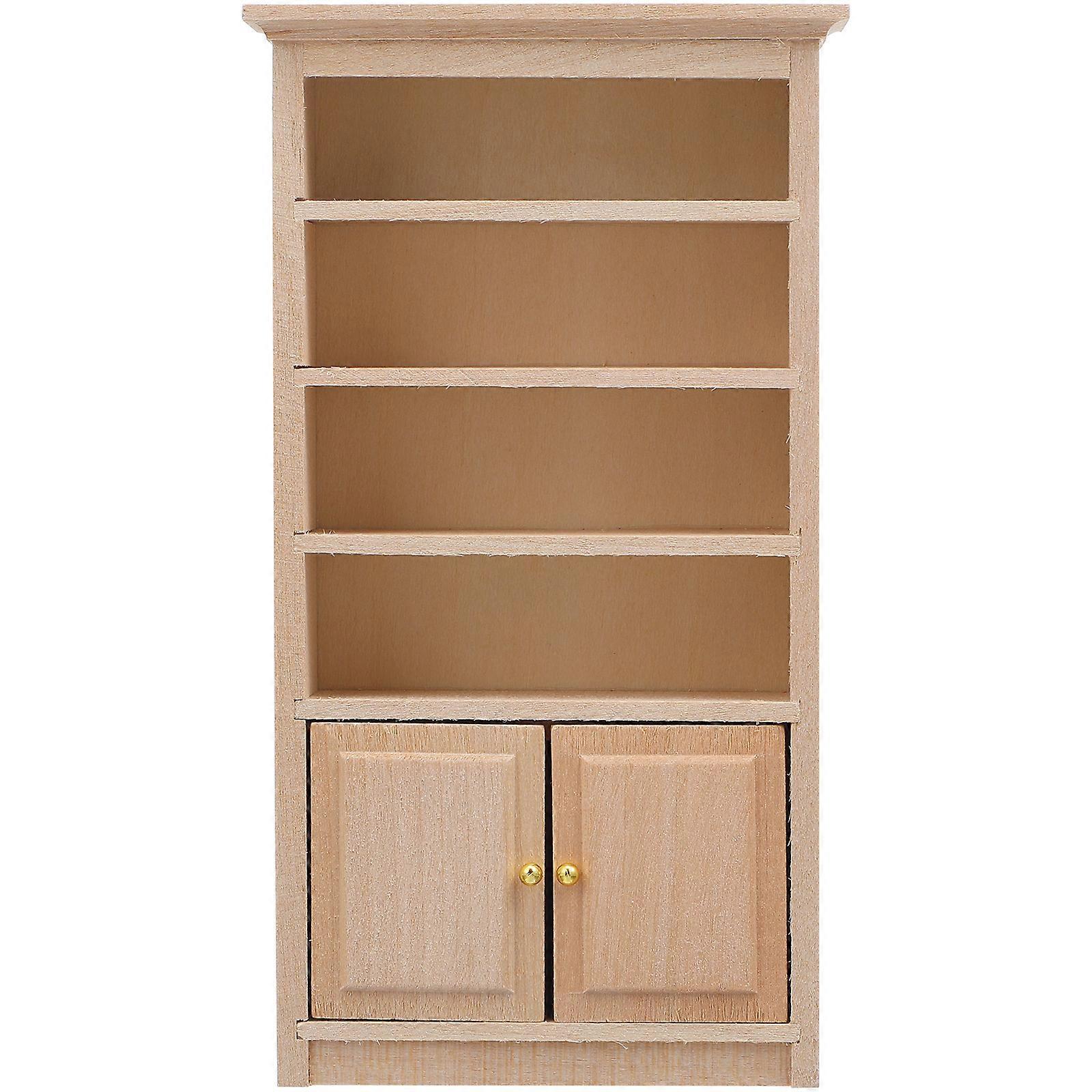 1pc Practical Miniature Wooden Bookshelf Simulation Durable Mini House Accessory