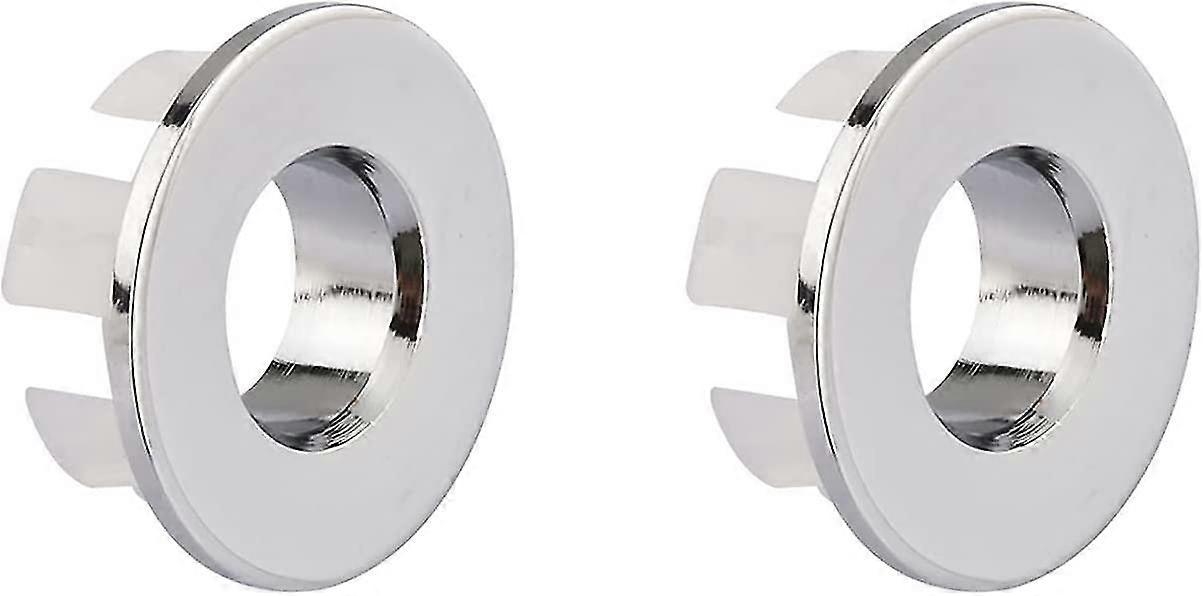 Wash Basin Trim Sink Overflow Hood Brass Insert Chrome Hole Round Plug 2 Pieces