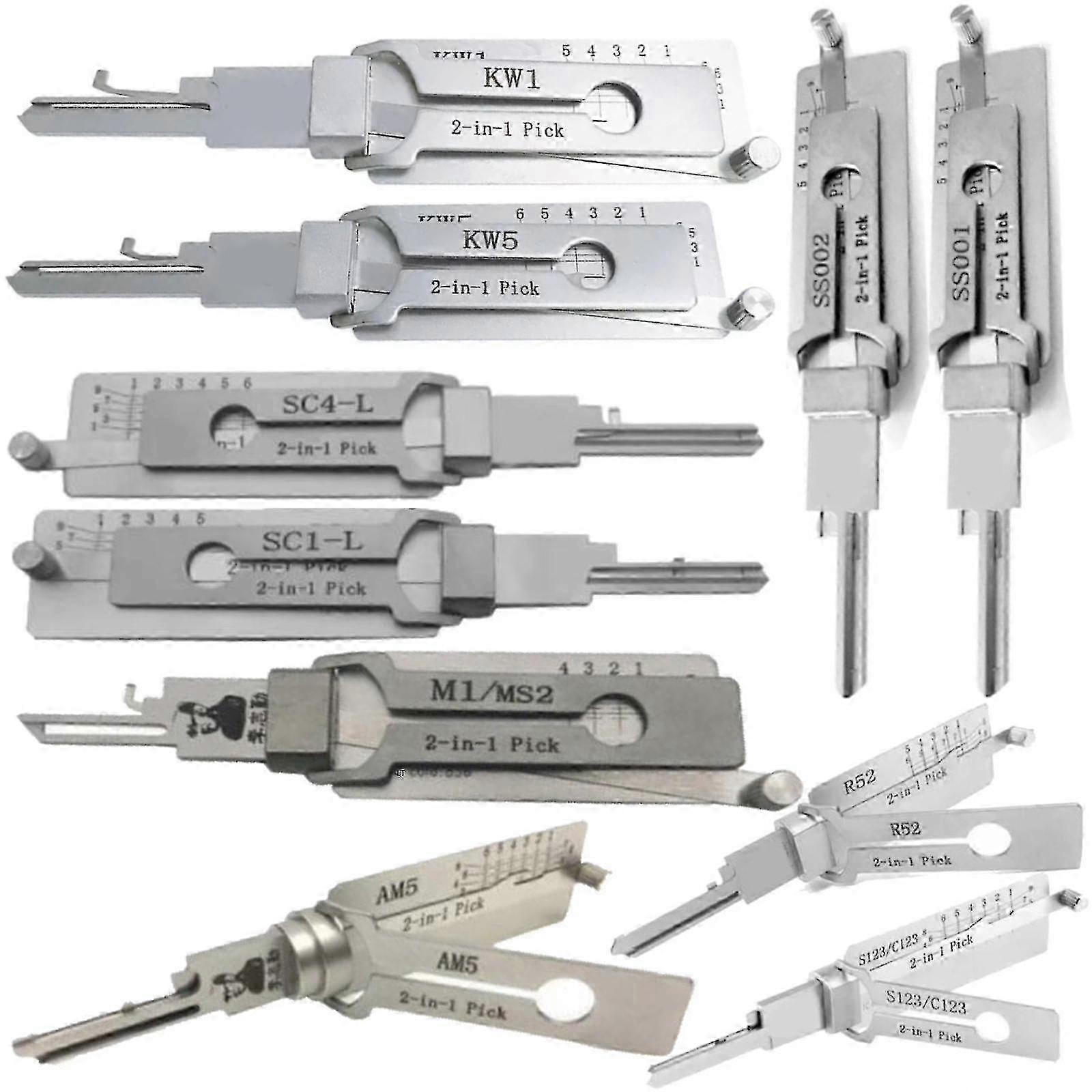 2in1 Lishi Tool For Sc1 Sc4 Kw1 Kw5 Am5 M1/ms2 Ss001 Nsn14 Cy24v.2 Fo38 Gm37 Gm39
