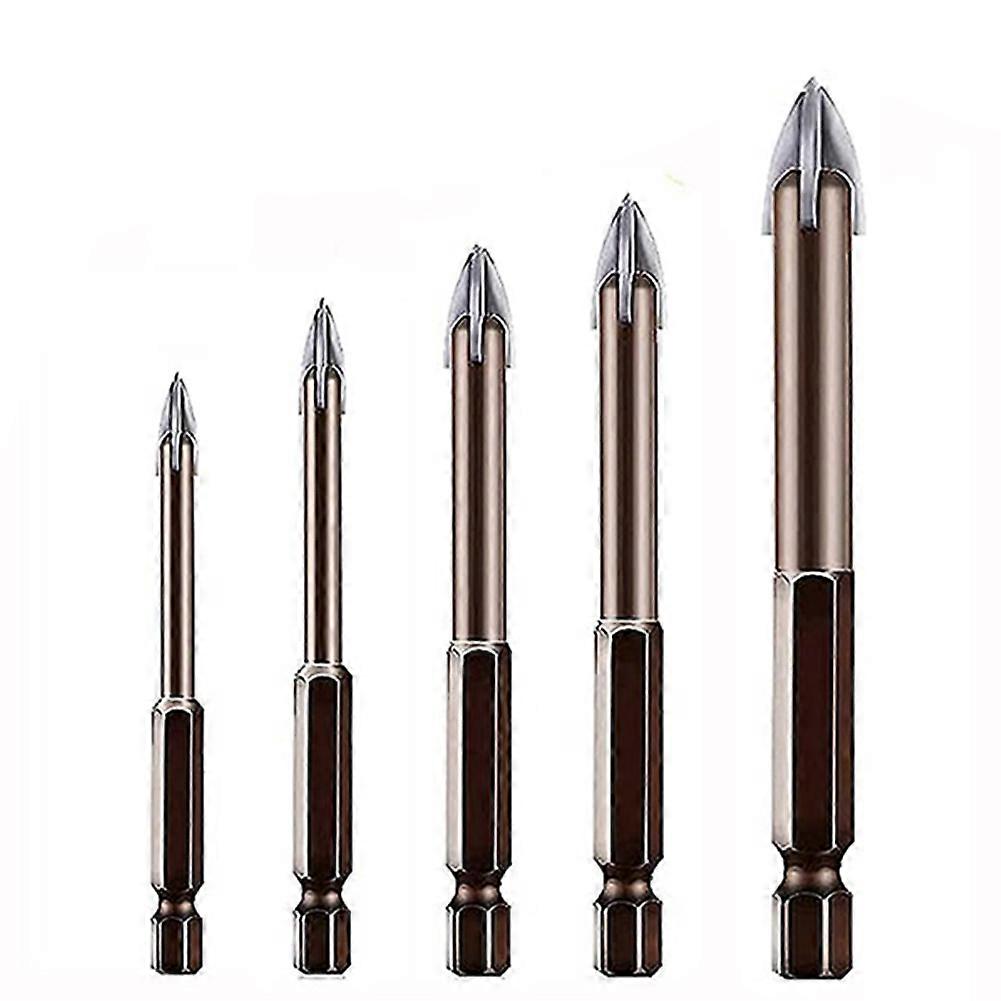 5 Pcs Efficient Universal Drilling Tool, Multifunctional Triple-Cornered Cross Alloy Drill Bit Set