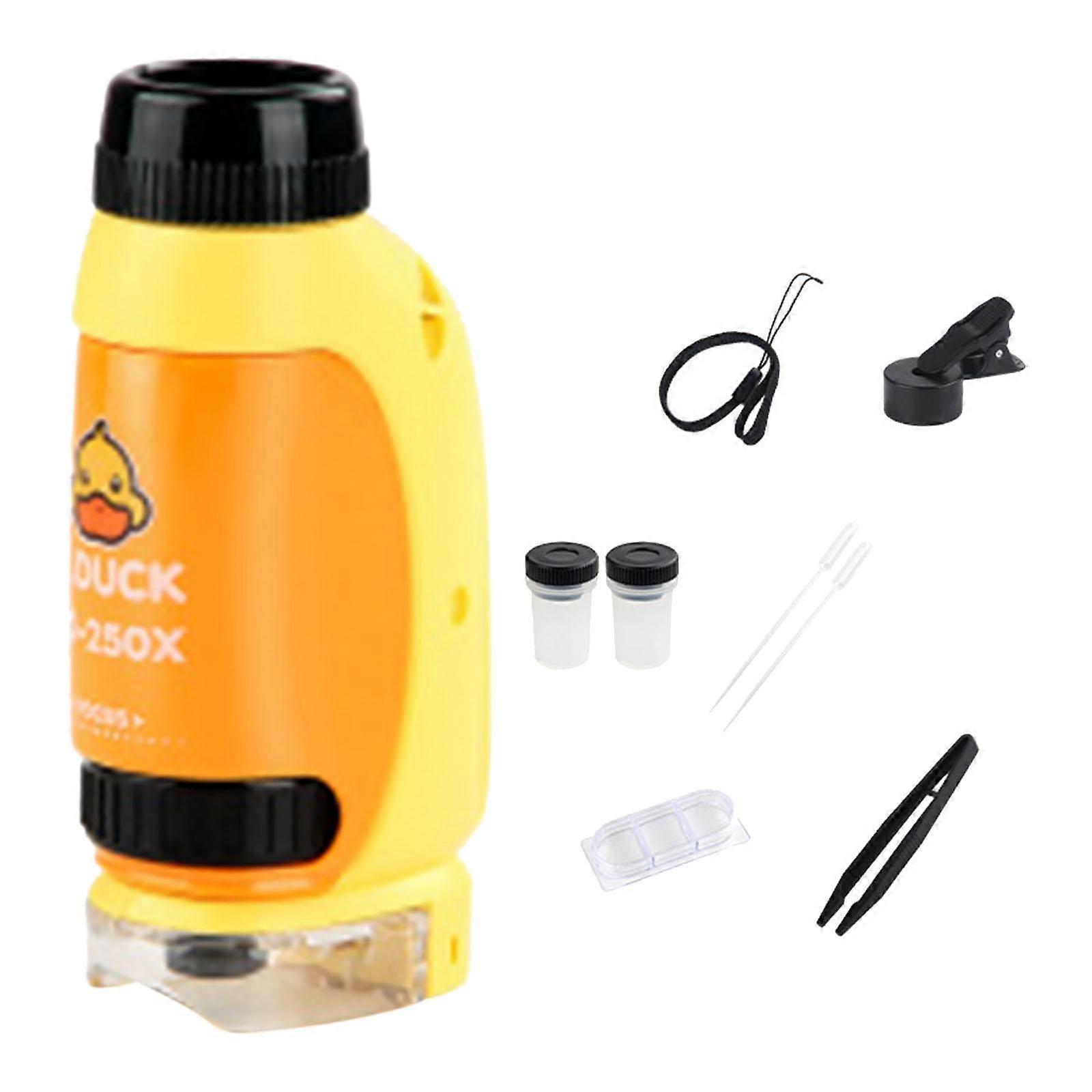 Handheld Microscope Set DIY Science Experiments Training Toy Kids Microscope Orange Yellow