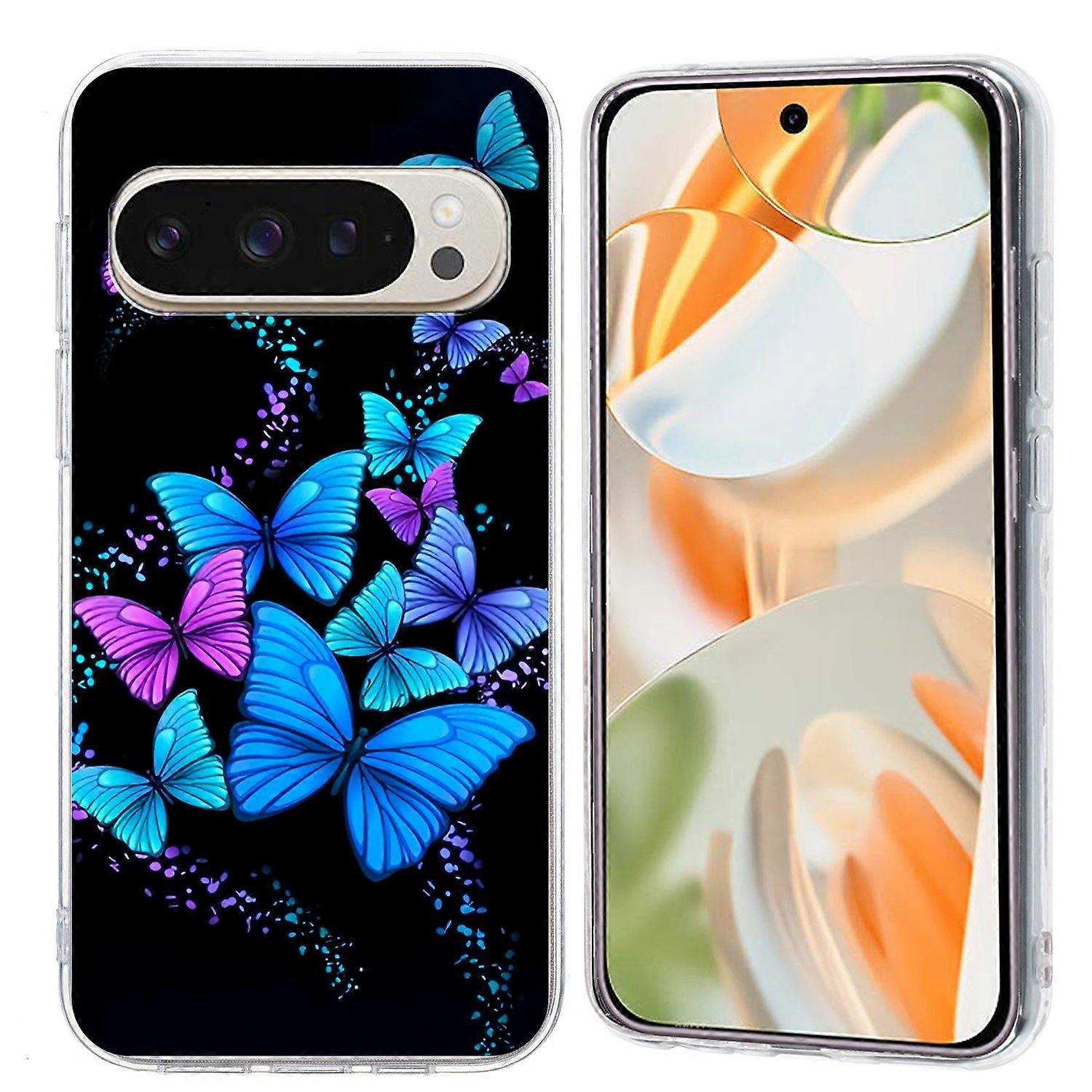 For Google Pixel 9 Pro XL Case Pattern Printing Shockproof Soft TPU Phone Cover - Colorful Butterfli